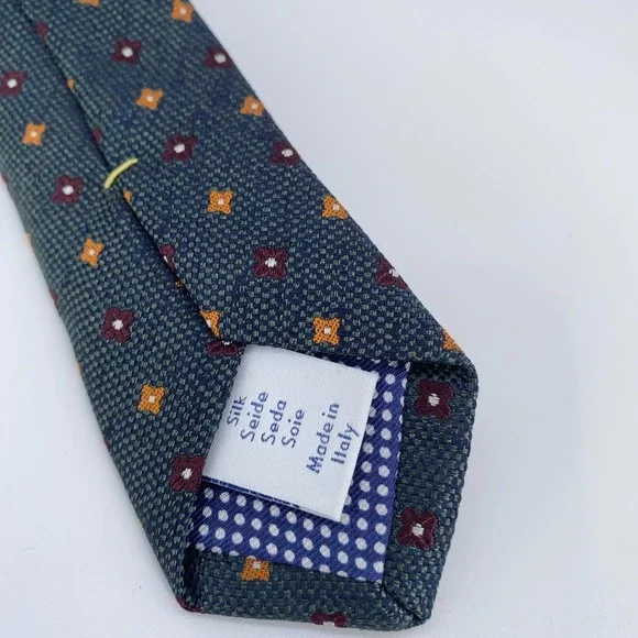 Eton Tie Mens One Size Green‎ Blue Floral Silk Classic Fit Necktie Italy Made